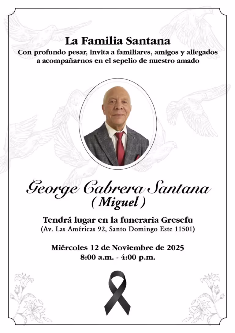 Fallece George Cabrera Santana (Miguel), hermano del subdirector del INABIE Gilberto Santana y destacado dirigente del PRM en Santo Domingo Este