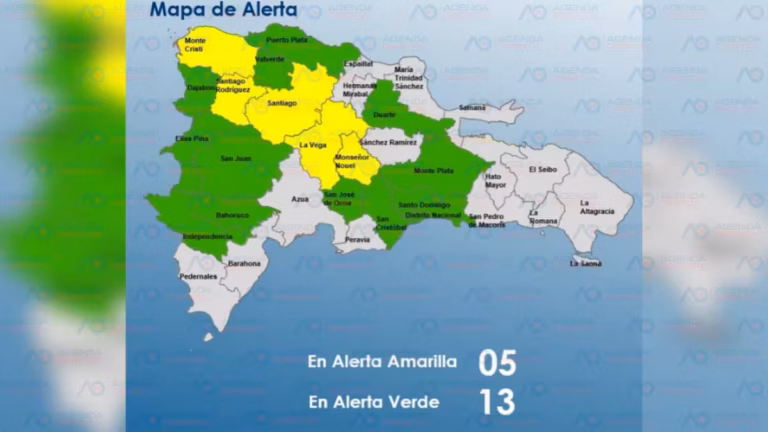 COE dispone alerta amarilla para cinco provincias; 13 en verde