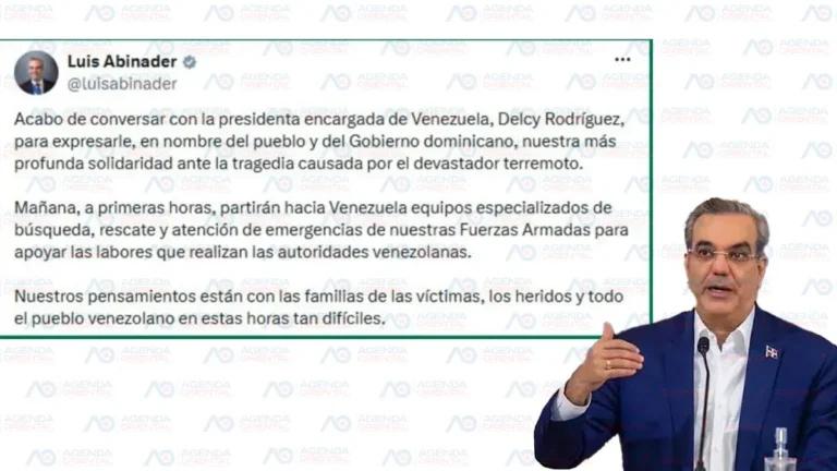 PRESIDENTE LUIS ABINADER EXPRESA SOLIDARIDAD CON VENEZUELA Y ORDENA ENVÍO DE EQUIPOS DE RESCATE TRAS DEVASTADORES SISMOS
