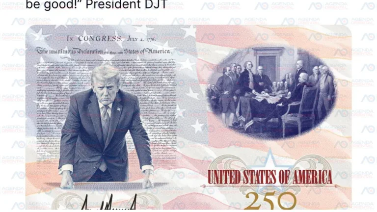 Trump presenta un pasaporte con su imagen y la advertencia: “Bienvenido, pero pórtate bien”