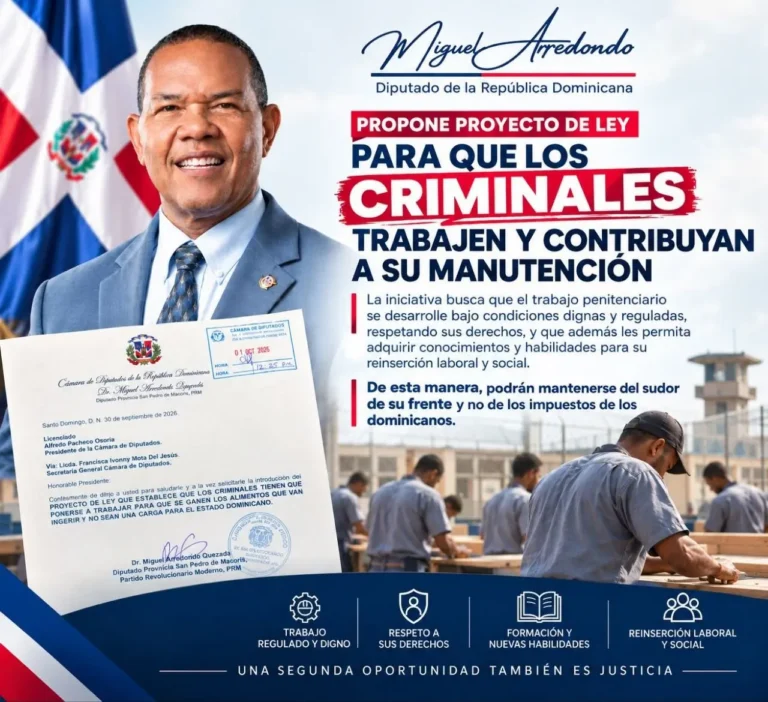 Diputado Miguel Arredondo propone proyecto de ley para que los criminales trabajen y contribuyan al costo de su manutención